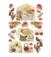 Decoupage Stamperia - A4 Rice Paper - Postcard Little Birds - 21X29cms