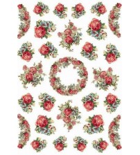 Decoupage Stamperia - A4 Rice Paper - Red Flowers - 21x29cms