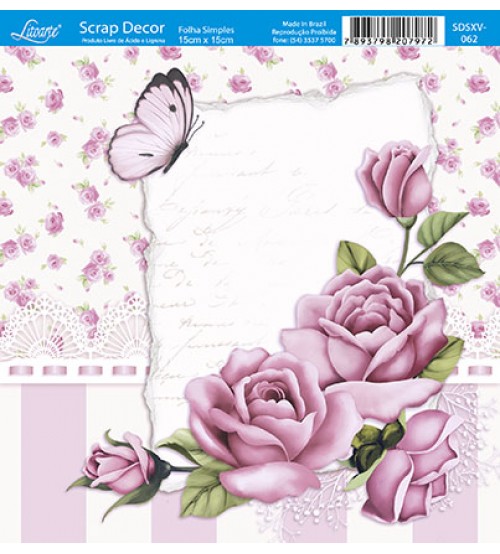 Litoarte  - Scrap Decor -  Roses Shabby Chic & Borboleta
