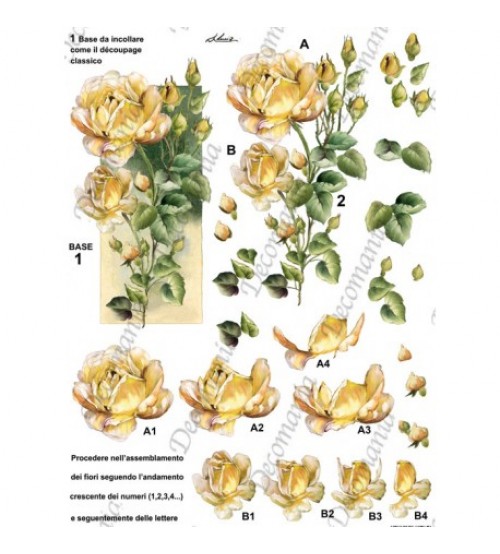 Decomania 3D Paper - Yellow Rose - Cod.3D008